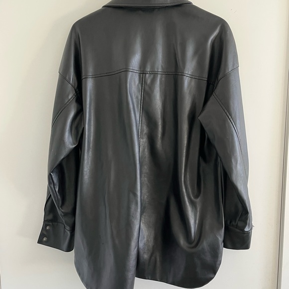 3 for $20 - Oversized Black Faux Leather Shacket - Picture 6 of 6